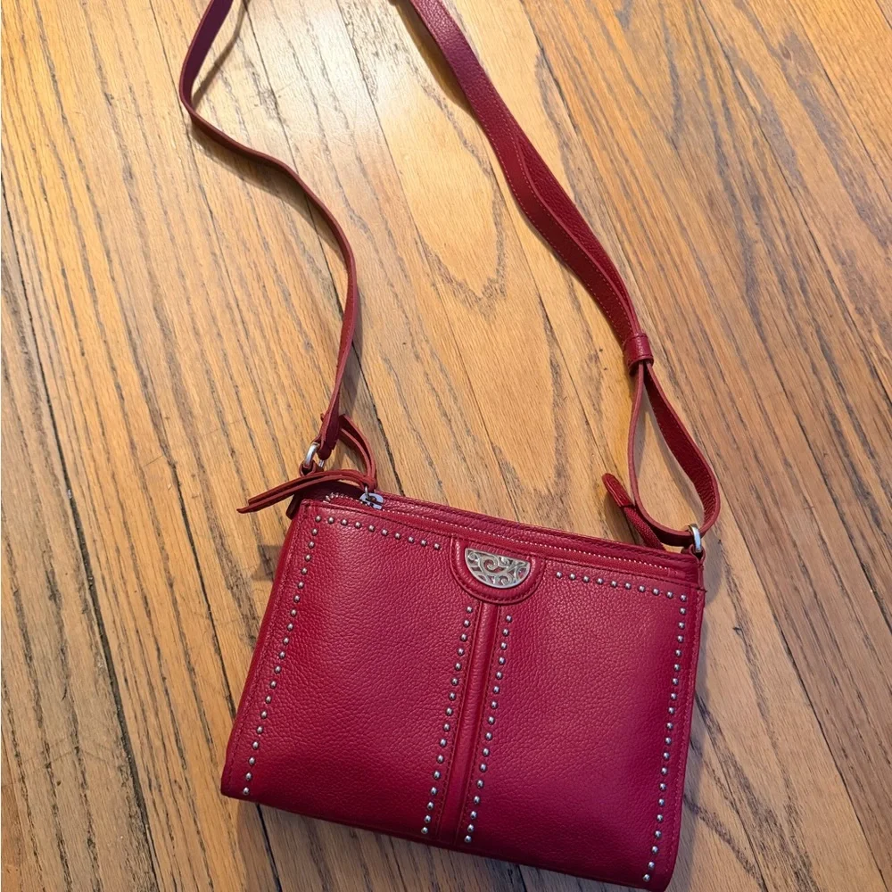 Brand new Brighton Women's Red Leather Crossbody Bag with Stud Detail